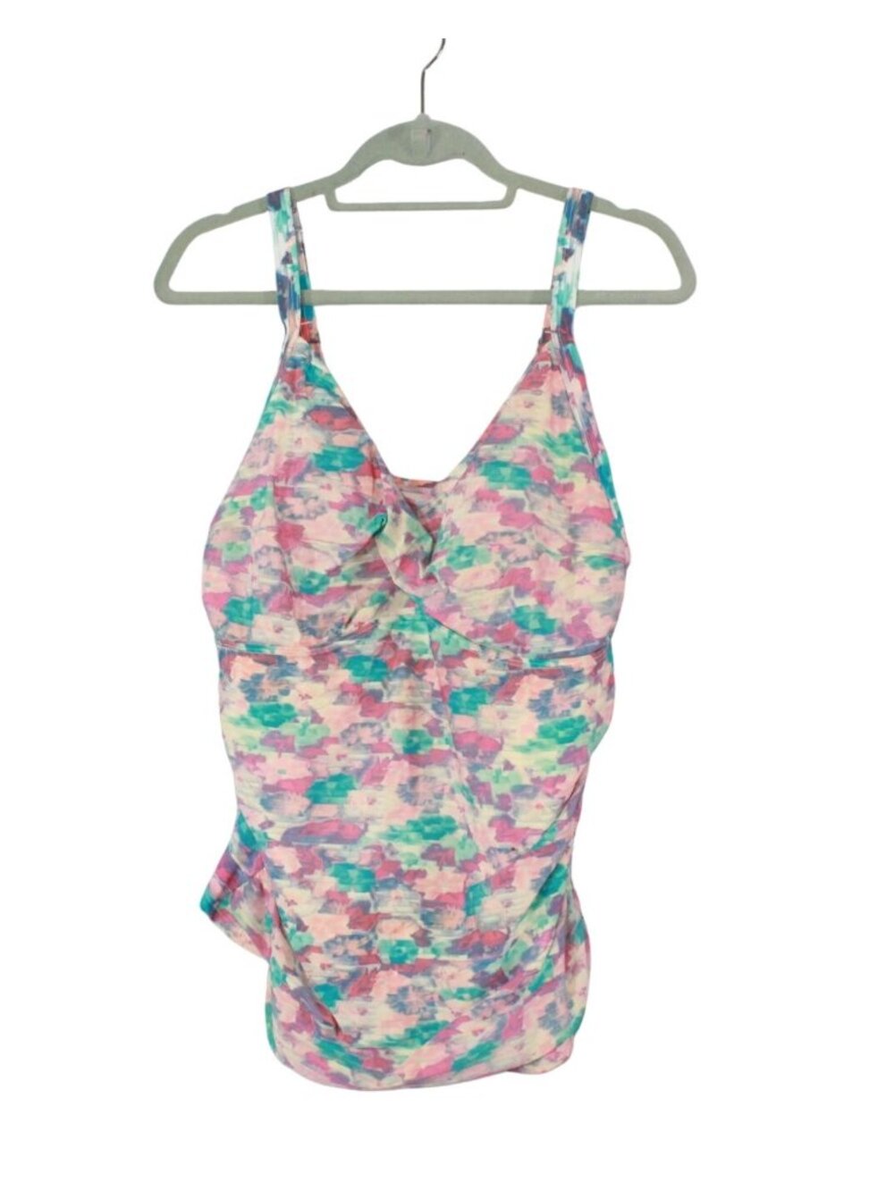 LL Bean Women's Shaping Swimwear Tankini Top Print Multi Summer Beach Pool 18W